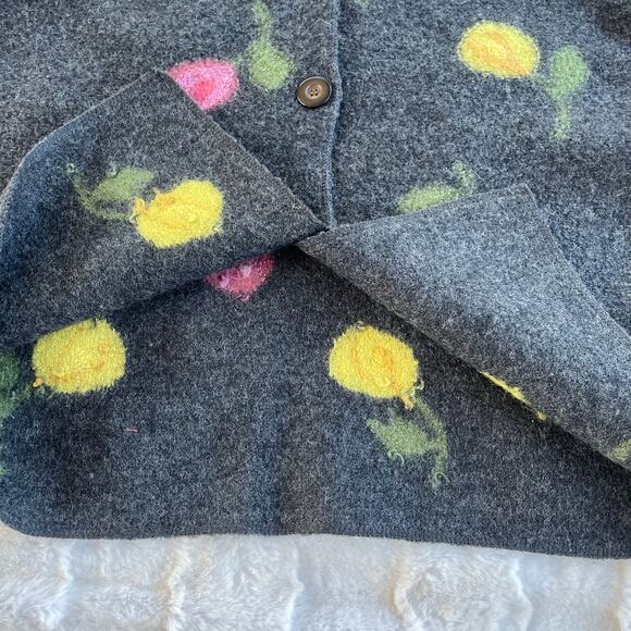 🔥Caroll Reed Wool Floral Embroidered Artsy Sweater Cardigan Cottage Grandmacore - Picture 9 of 15